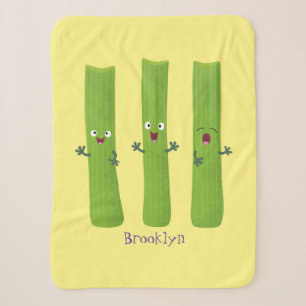 Cute celery sticks trio cartoon vegetables  sherpa blanket
