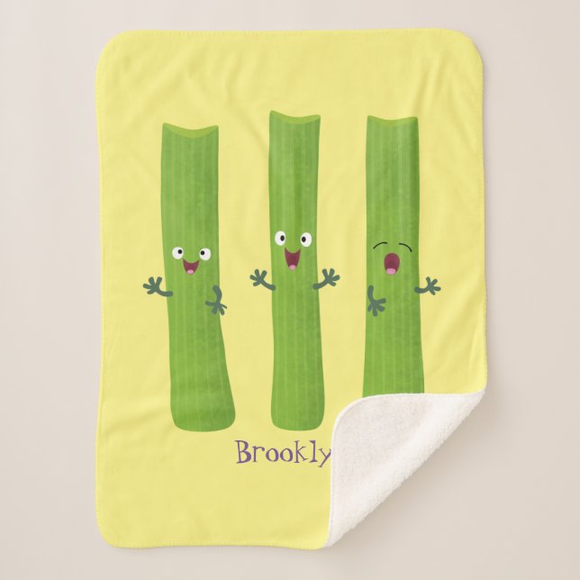 Cute celery sticks trio cartoon vegetables  sherpa blanket (Front)