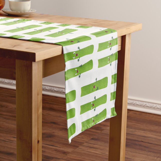 Cute celery sticks trio cartoon vegetables short table runner (In Situ)