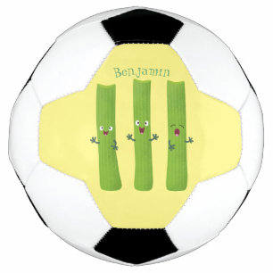 Cute celery sticks trio cartoon vegetables soccer ball