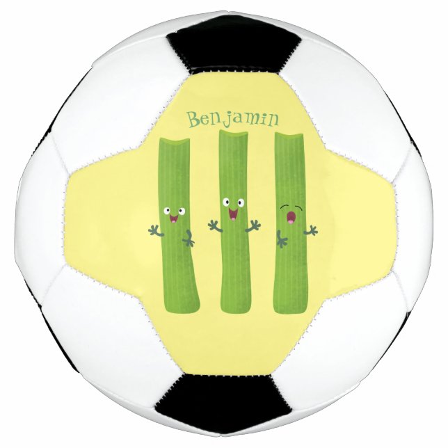 Cute celery sticks trio cartoon vegetables soccer ball (Front)