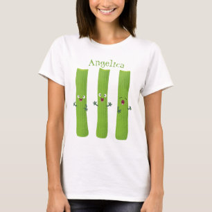 Cute celery sticks trio cartoon vegetables T-Shirt