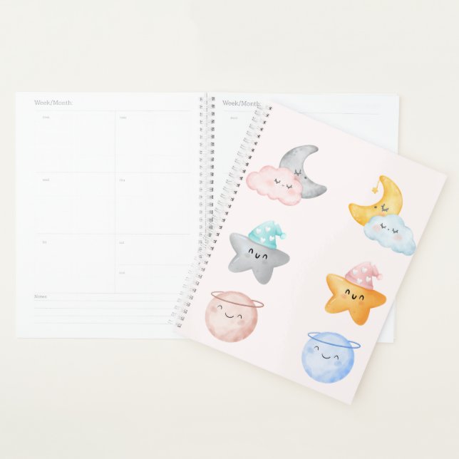 Cute Celestial Characters – Whimsical Pastel Space (Devant avec enveloppe)