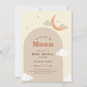 Cute Celestial Moon and Stars Baby Shower Invitation