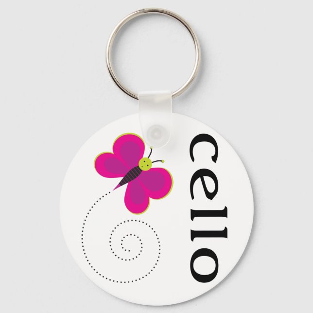 Cute Cello Butterfly Music Design Keychain (Front)