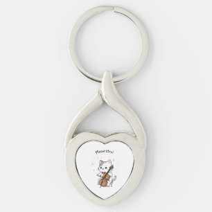 Cute Cello Cat Musician Keychain
