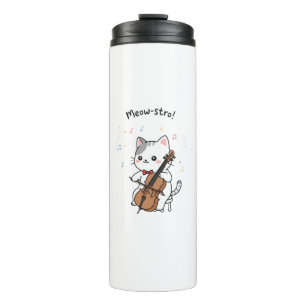 Cute Cello Cat Musician Thermal Tumbler