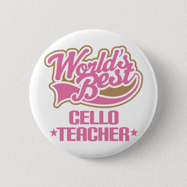 Cute Cello Teacher Gift 2 Inch Round Button (Front)