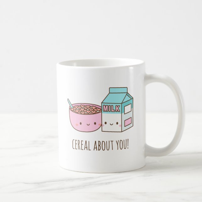 Cute Cereal and Milk Serious About You Pun Coffee Mug (Right)
