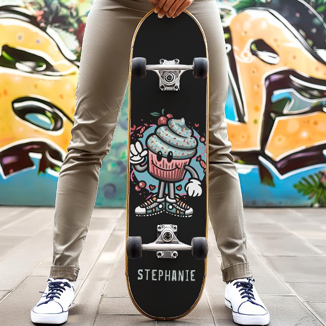 Cute Cerry Cupcake Nom personnalisé Skateboard (Créateur téléchargé)