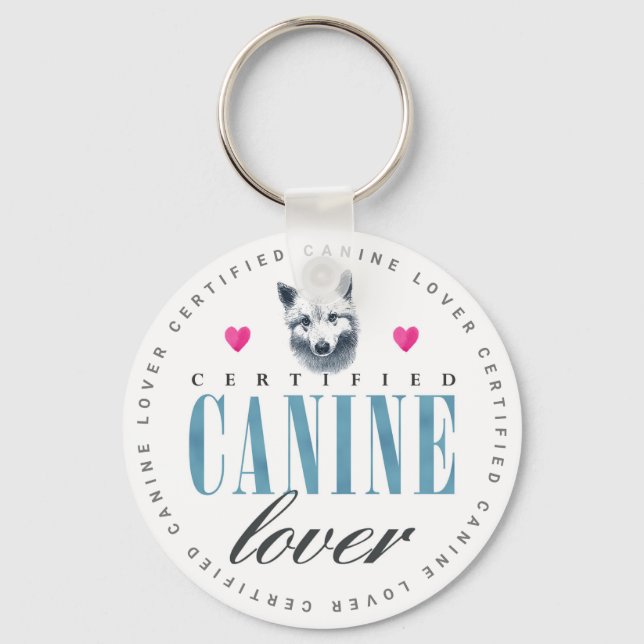 Cute Certified Canine Lover Samoyed Keychain (Front)