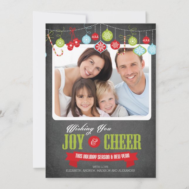 Cute Chalkboard Family Christmas Photo Card (Front)