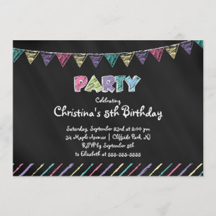 Cute Chalkboard Girls Birthday Party Invitation