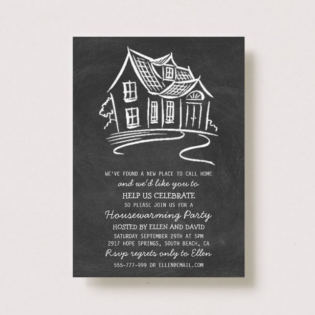 Cute Chalkboard New Home Invitations de réchauffem (Créateur téléchargé)