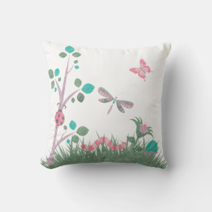 Cute Chalkboard Woodland Bugs White CUSHION