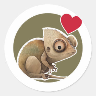 Cute Chameleon Classic Round Sticker