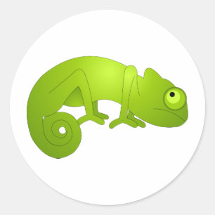 Cute Chameleon - Green Classic Round Sticker