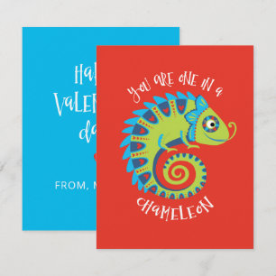 Cute Chameleon Kids Valentines Day Classroom Card