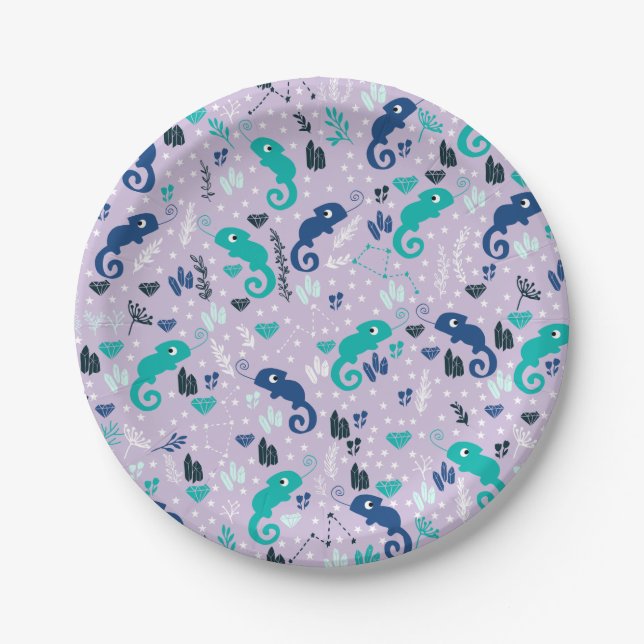 Cute Chameleon Paper Plates (Front)
