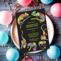 Cute Chameleons Colourful Kids Birthday Party
