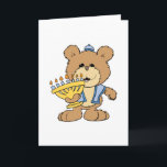 cute Chanukah  hanukkah Menorah teddy bear Holiday Card<br><div class="desc">Such a cute little bear expressing emotion and action.  Provided by Dooni Designs.  Great gift for teddy bear collectors,  kids. or just anyone who loves bears and needs a smile.  Many products are customizable!</div>