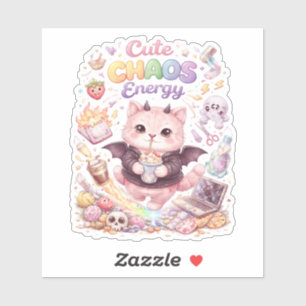 Cute Chaos Energy Cartoon Custom-Cut Vinyl Sticker