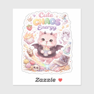 Cute Chaos Energy Cartoon Custom-Cut Vinyl Sticker
