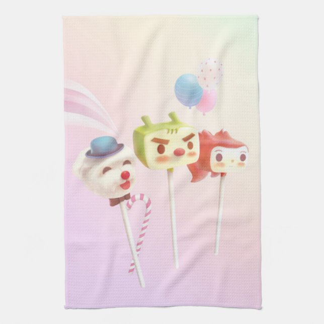 Cute Character Cake Pops Kitchen Towel (Vertical)