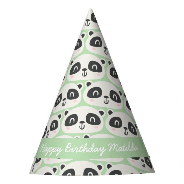 Cute character panda children's birthday party hat (Front)