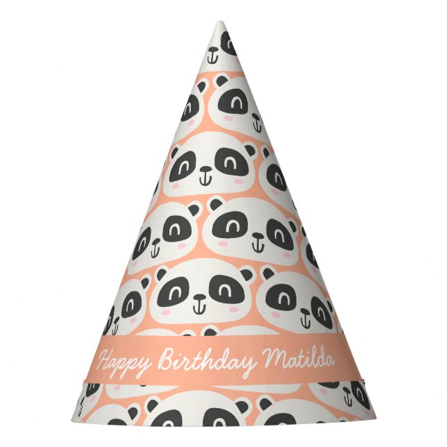 Cute character panda children's birthday party hat (Front)