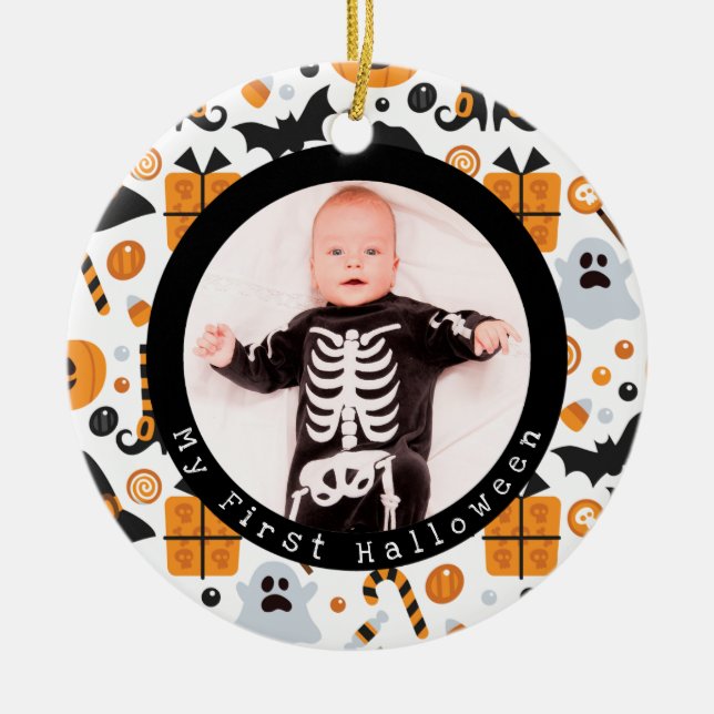 Cute Characters Baby's First Halloween Ornament (Front)