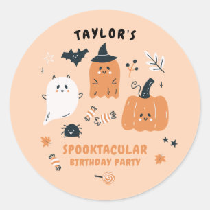 Cute Characters Halloween Birthday Party Classic Round Sticker