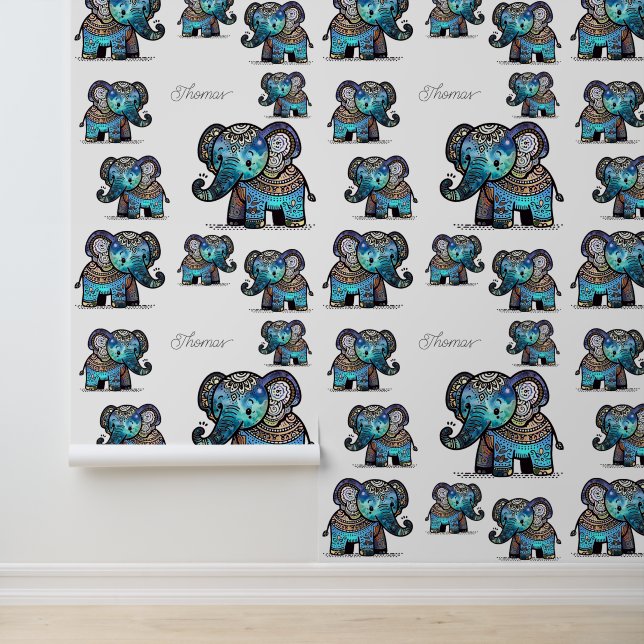 Cute Charming Elephant in Soft Pastel Colours Wallpaper (Application)