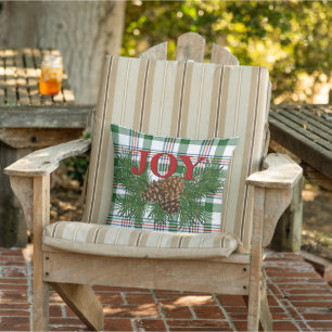 Cute Charming Happy Holidays Joy Cabin Porch Patio Outdoor Pillow