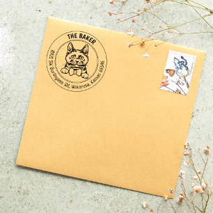 Cute Chartreux Cat  Return Address  Rubber Stamp