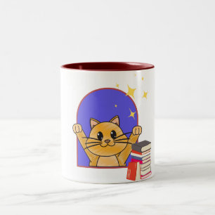 Cute Chat Avec Livres Mug