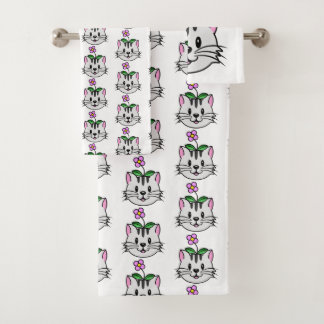 Cute chat caricature avec une fleur sur la tête