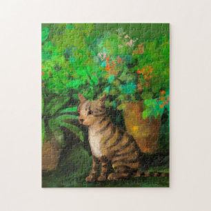 Cute chat dans le jardin Puzzle