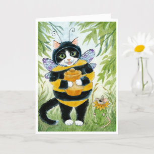 Cute Chat en Honey Bee carte costume