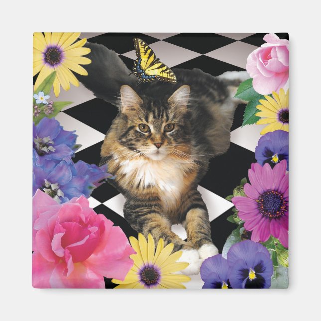 Cute Chat en Imaginaire Aimant de jardin (Devant)