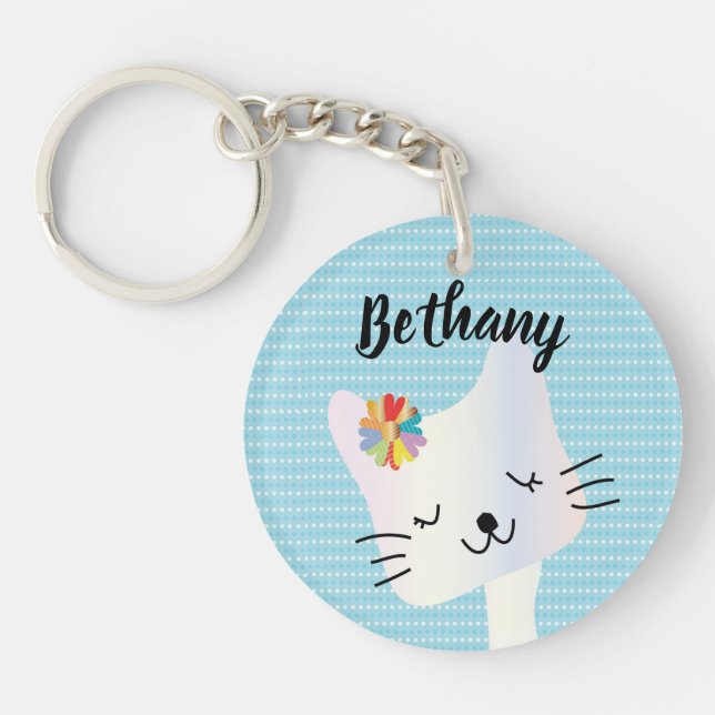 Cute Chat et Fleurs Dotty Personnalisé (Devant)