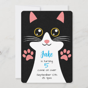 Cute Chat invitation Anniversaire. Texte modifiabl