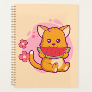 Cute Chat Manger Watermelon   Kawaii