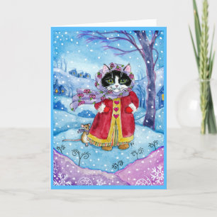 Cute Chat Mouse Hiver Carte d'Amour