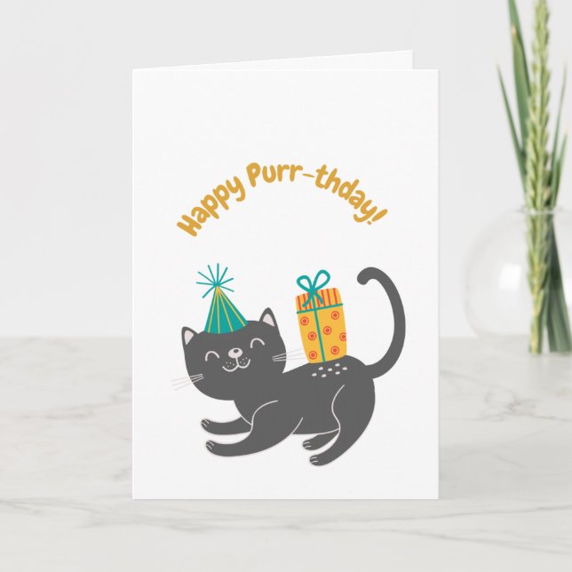 Cute Chat Pun Drôle Carte d'Anniversaire (Devant)