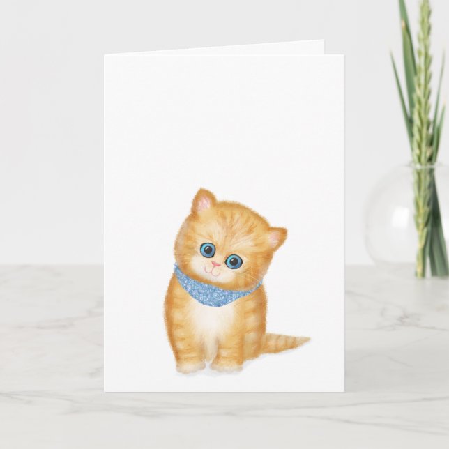 Cute chaton à gingembre carte blanche (Devant)
