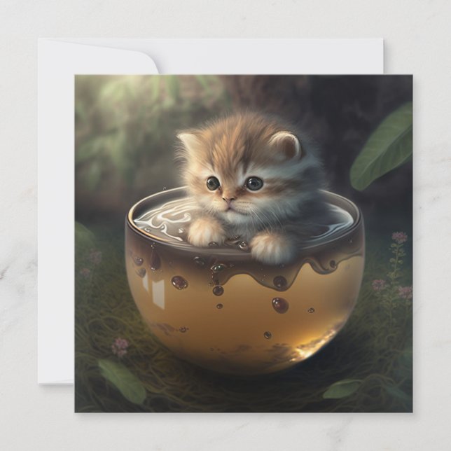 Cute chaton en verre transparent carte postale (Devant)