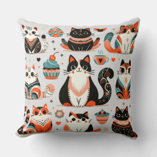 Cute chats art folklorique type lancer oreiller