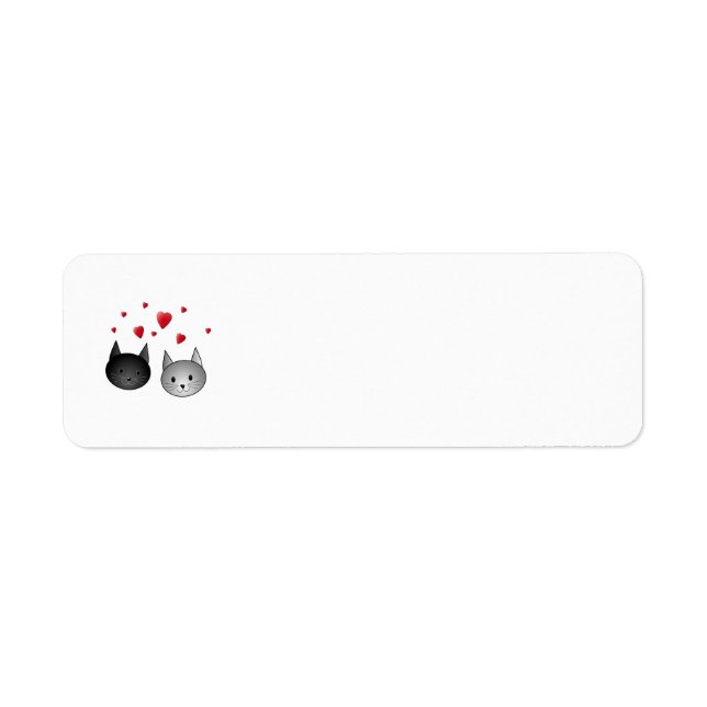 Cute Chats Noirs et Gris, avec Coeurs. (Devant)