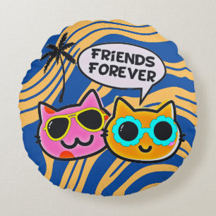Cute Chats prudent Coussin rond!